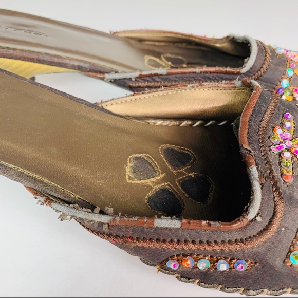 Curfew Mules Heeled Beaded Design Brown size 9 - Picture 3 of 8